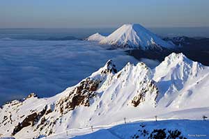 Snow covered peaks of Mt Ruapehu. Copyright: Penny Egleton