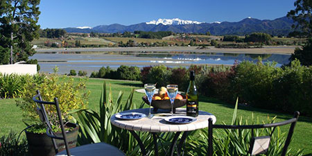 View of the Tasman Bay & Mt Arthur Ranges from Almyra Waterfront Lodge
